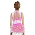 thumbnail image 5 of iixpin Girls Jazz Latin Tutu Leotard Rhinestones Cutout Back Feather Skirt for Ballet Dance Galas Pageants Pink 10, 5 of 6