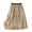 Khaki, variant on Mrat Skater Skirts Women's Summer Solid Elastic Waist Cotton Linen Ankle Skirt Front Drawstring Maxi Skirts S-35 Green XXL