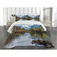 thumbnail image 3 of Ambesonne Nature Quilted Bedspread Set 3 Pcs, Snowy Norway Mountains, Queen Size, Multicolor, 3 of 5
