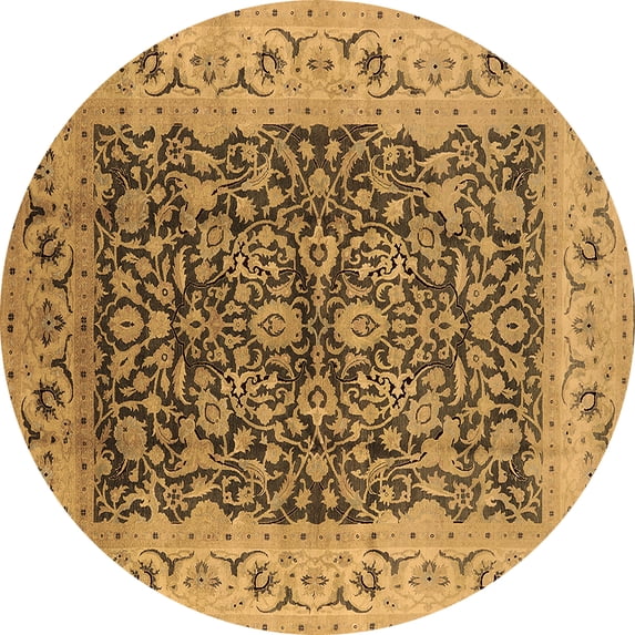 Ahgly Company Indoor Round Oriental Brown Industrial Area Rugs, 8' Round