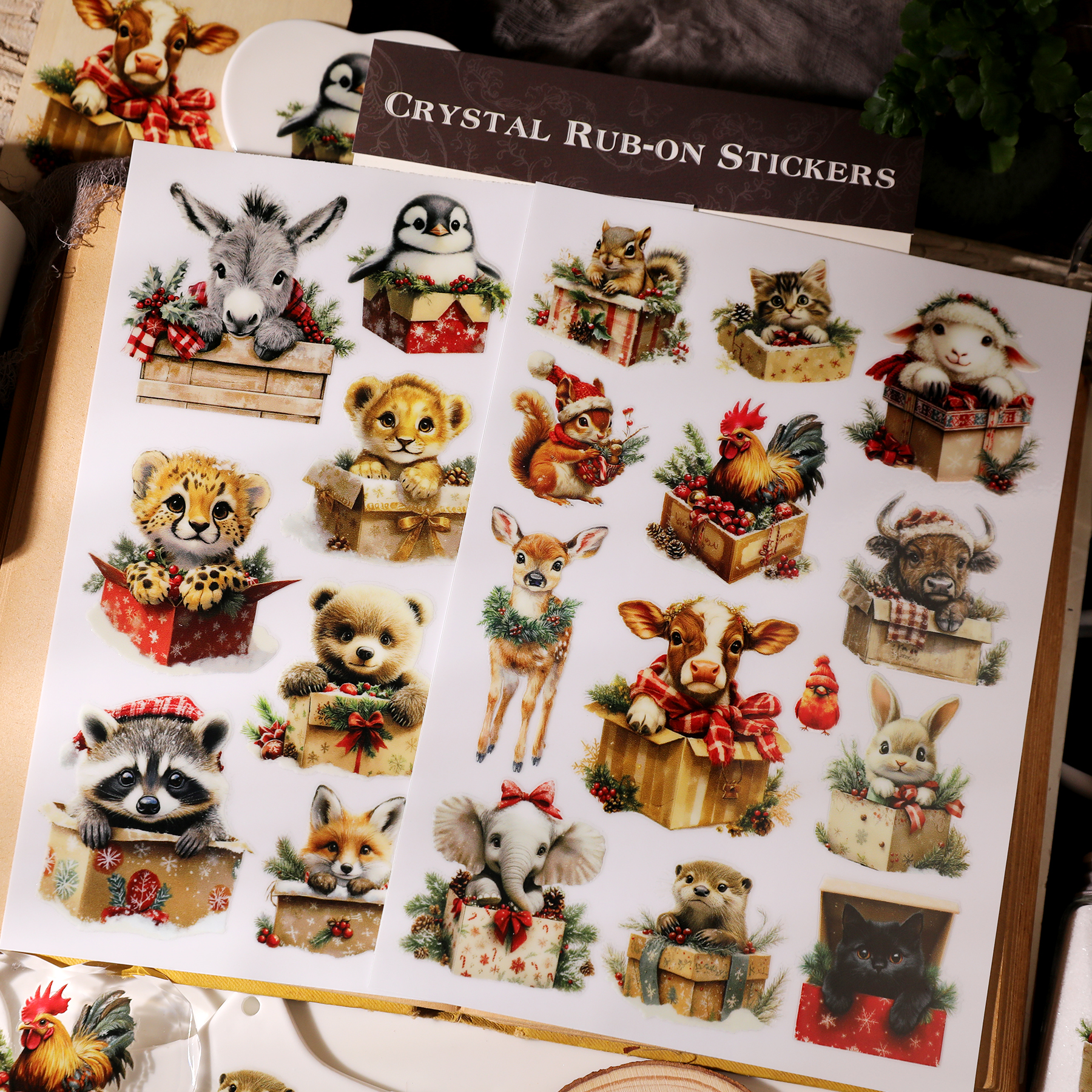 CATaireen Vintage UV-DTF Cold Transfer Stickers Crystal Rub On Decals Craft Supplies for Glass Acrylic Wood Stone