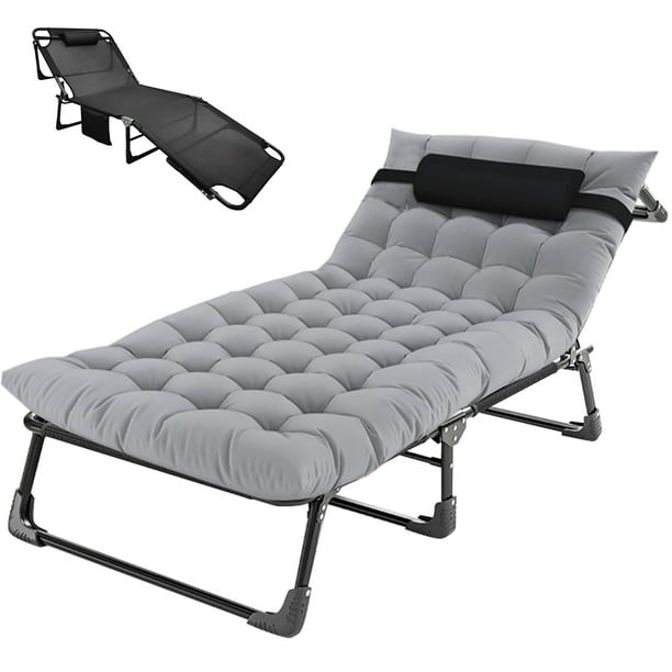 Folding Camping Cot Adjustable 4Position Adults Reclining Lounge Chair