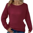 thumbnail image 2 of tarylea Womens Tops Long Sleeve Ribbed Knitted Sweater Scoop Neck Loose Basic Comfy Casual Fall Pullover, 2 of 8