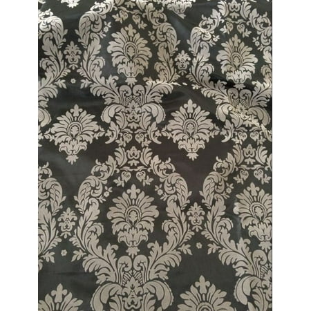 Velvet Taffeta - Grey Black Flocking Damask Taffeta Velvet Fabric 58