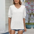thumbnail image 4 of Sevevn Women's Fashion Casual Spring And Summer New Solid Color V-Neck Short-Sleeved T-Shirt Top White M Early Access Deals, 4 of 8