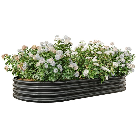 BARONAGE 88.99 x 44.68 x 11.42 Inches Rised Garden Bed Outdoor, Oval Large Metal Raised Planter Bed, Black