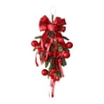 thumbnail image 2 of Corona navideña colgante con forma de árbol al revés, corona navideña, decoración para fiestas navideñas, corona colgante para puerta de entrada, vent Nudo de lazo rojo, 2 of 8