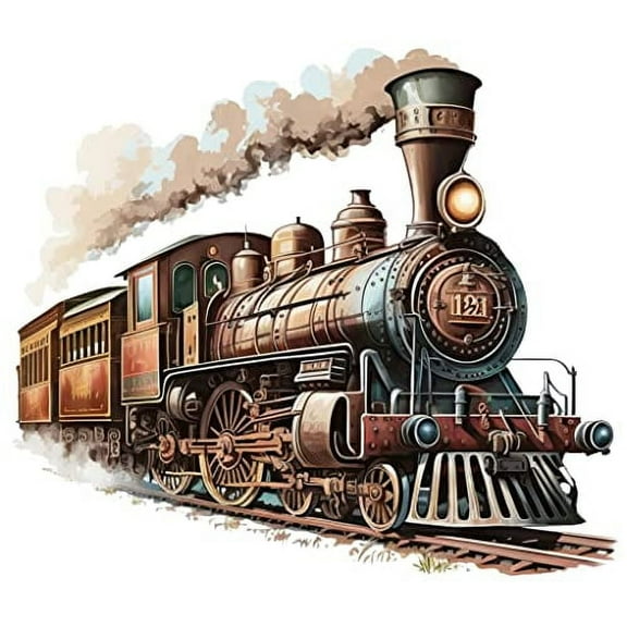 Whimsical Practicality's Steam Train #4 Edible Icing Image Cake Topper-8 inch Round or Larger