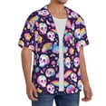 thumbnail image 2 of KLL Skull colorful mushroom rainbow Print Men's Shirt Short Sleeve Button Down Summer Cuba Beach Shirts- Medium, 2 of 5
