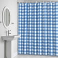 thumbnail image 5 of Blue Checkered Shower Curtain for Bathroom Decor, Farmhouse Classic Waterproof Fabric Shower Curtain, 54"x78" Set with 12 Hooks, 5 of 9