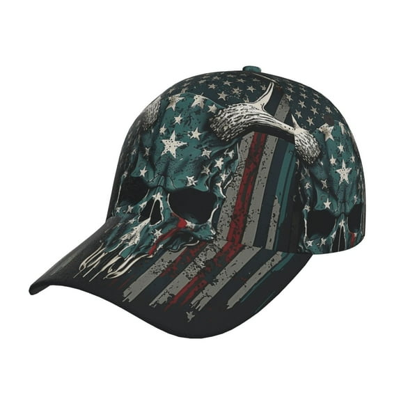 Fashion Baseball Cap Adjustable Snapback 3D Dad Hat Trucker Hats, American Flag Camouflage Deer Skull Camo