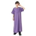 thumbnail image 7 of Toddler Long Sleeve Shirt Boy Boys Arabic Thobe Long Sleeve Kaftan Crew Robe National Embroidered Arab Robe Purple 9 Years-10 Years, 7 of 7