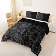 thumbnail image 2 of Castle Fairy Spooky Damask Queen Comforter Set 3 Pieces,Boho Skull Vine Comforter Sets Queen,Gray Blacks,1 Comforter and 2 Pillowcases,Black Reversible, 2 of 6