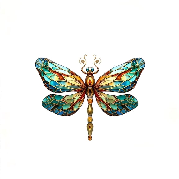 ACDANC Dragonfly Suncatcher Stained Glass Window Hangings,Dragonfly Shape Suncatcher Hanging Decoration Ornament for Garden,Living Room,Indoor Windows