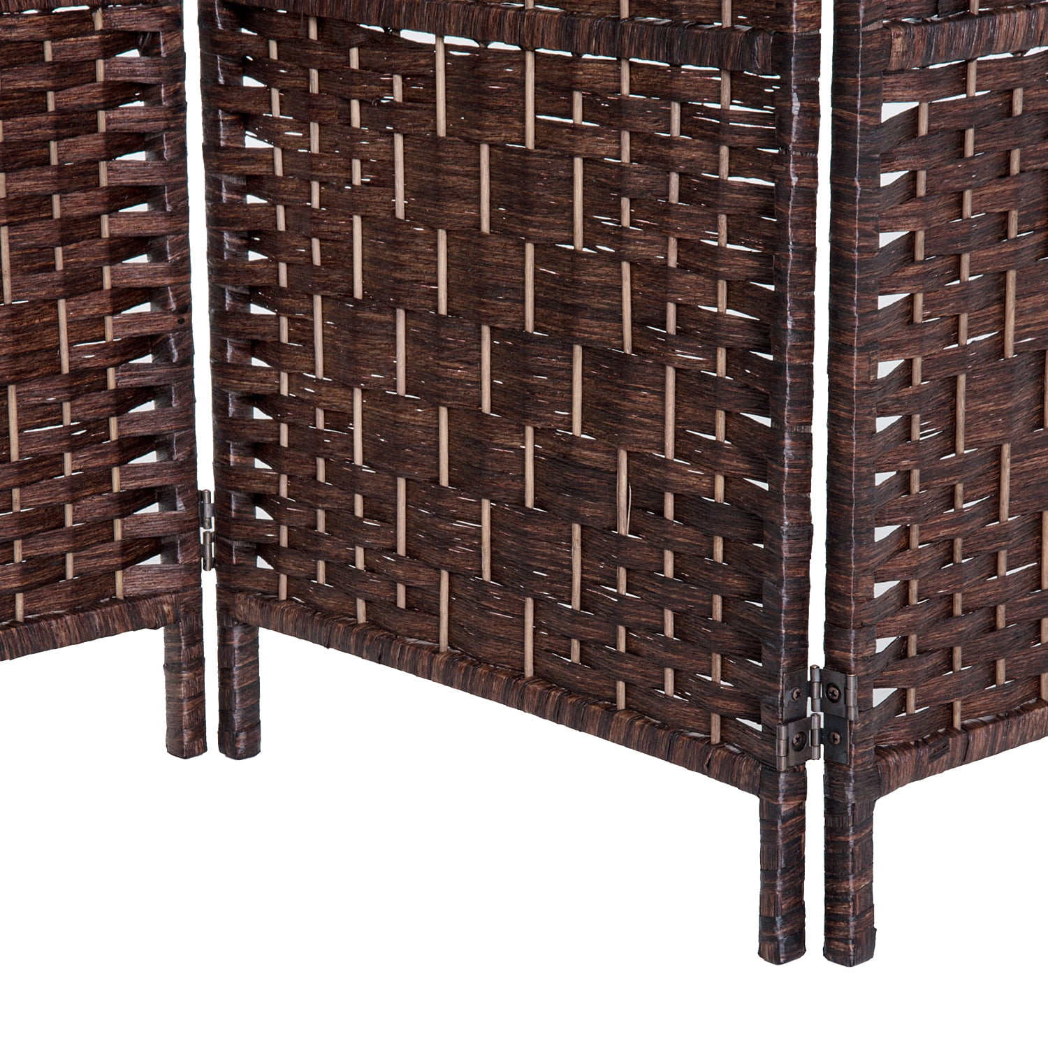 HomCom 6' Tall Wicker Weave 4 Panel Room Divider Privacy Screen - Chestnut Brown