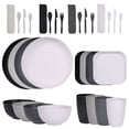 thumbnail image 1 of Nvzi 32pcs Wheat Straw Dinnerware Sets for 4 - Lightweight Unbreakable - Microwave Dishwasher Safe - Perfect for Picnic, Dorm,Camping Plates Cups and Bowls Set -Multicolour, 1 of 5