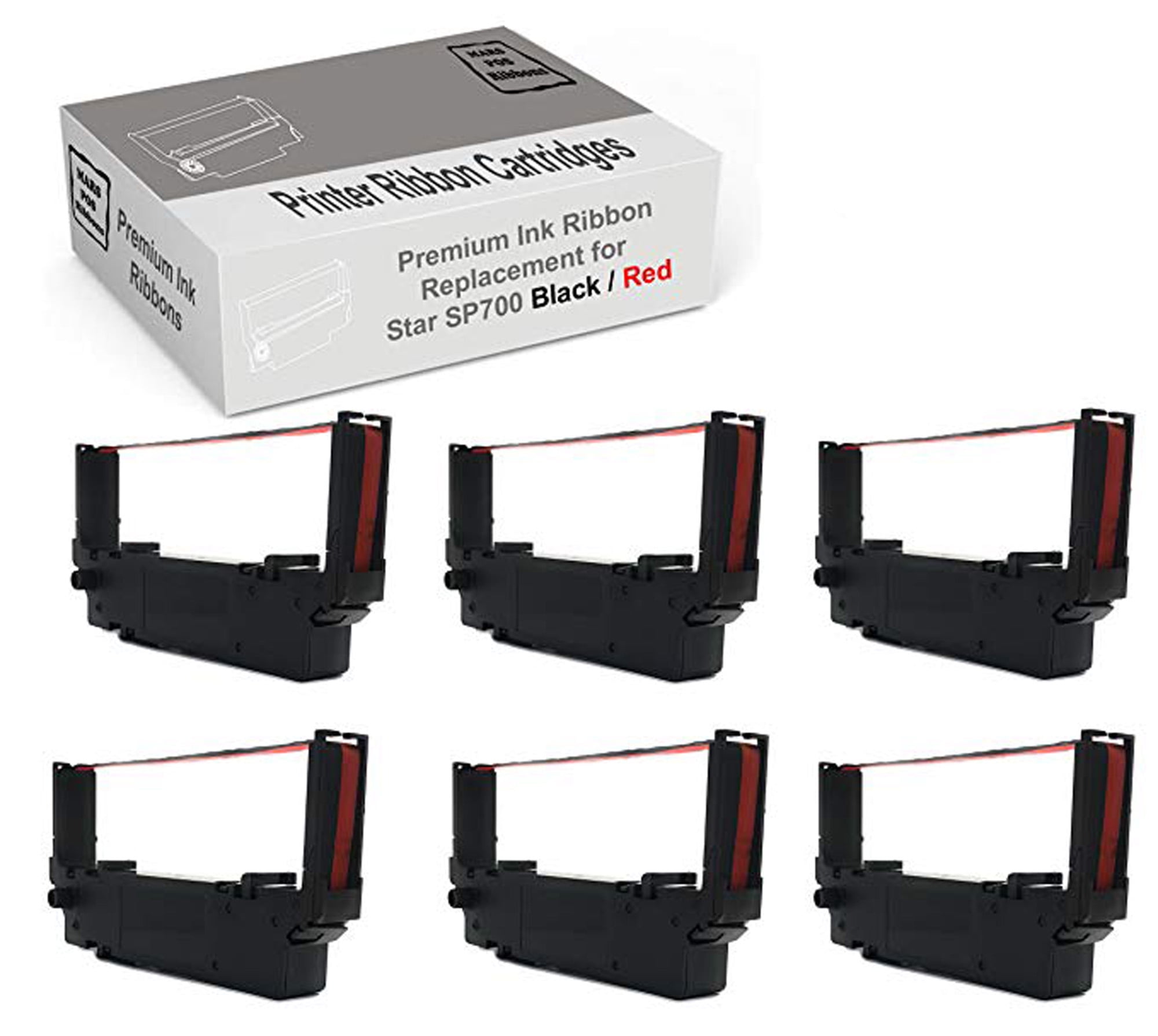 6 each Factory New Star-Micronics Compatible POS Ribbons RC700BR Black/Red 