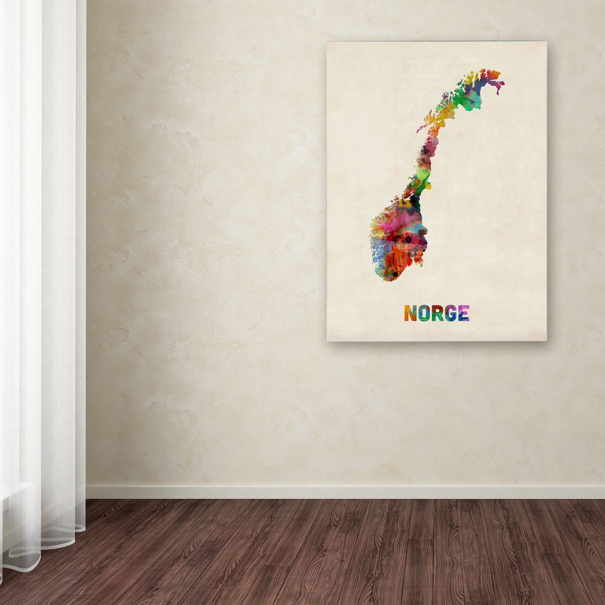 Trademark Fine Art "Norway Watercolor Map" Canvas Art by Michael Tompsett