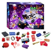 24 Pcs Christmas Advent Calendar Magic Surprise Box, Amazing Kids Magic Tricks Toys Set Christmas Countdown Gift Box, Magic props Includes Magic Wand Card Tricks Fake Fingers