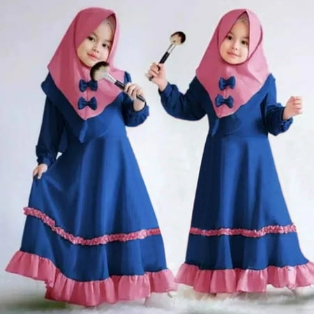 

Hunpta Abaya Clothing Kid Dress Muslim Baby Ramadan Dubai Toddler Girl Robe Traditional Girls Outfits&Set