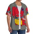 thumbnail image 4 of KLL Dinosaur Super Hero Cartoon Print Men's Shirt Short Sleeve Button Down Summer Cuba Beach Shirts- 3X-Large, 4 of 7