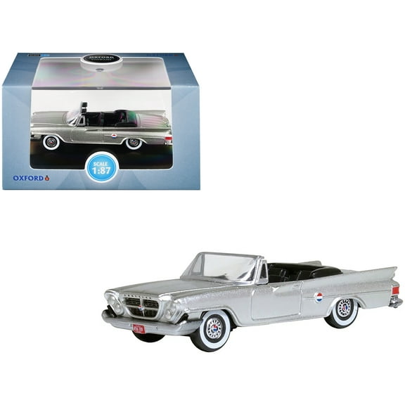 1961 Chrysler 300G Convertible Sheffield Silver Metallic 1/87 (HO) Scale Diecast Model Car by Oxford Diecast