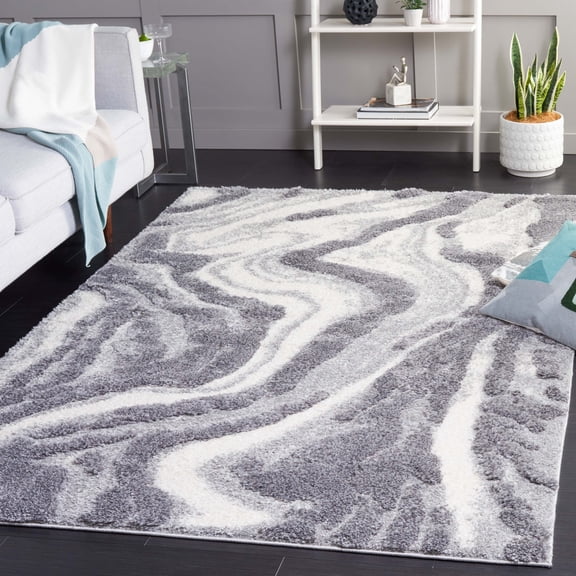 Safavieh Hi-Lo Hiren Abstract Shag Area Rug, Gray/Light Gray, 5'3" x 7'6"