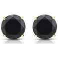 thumbnail image 2 of 14K Yellow Gold Created Black Round Diamond 6mm Stud Earrings Jewelry For Women's Plated by Paris Jewelry, 2 of 5