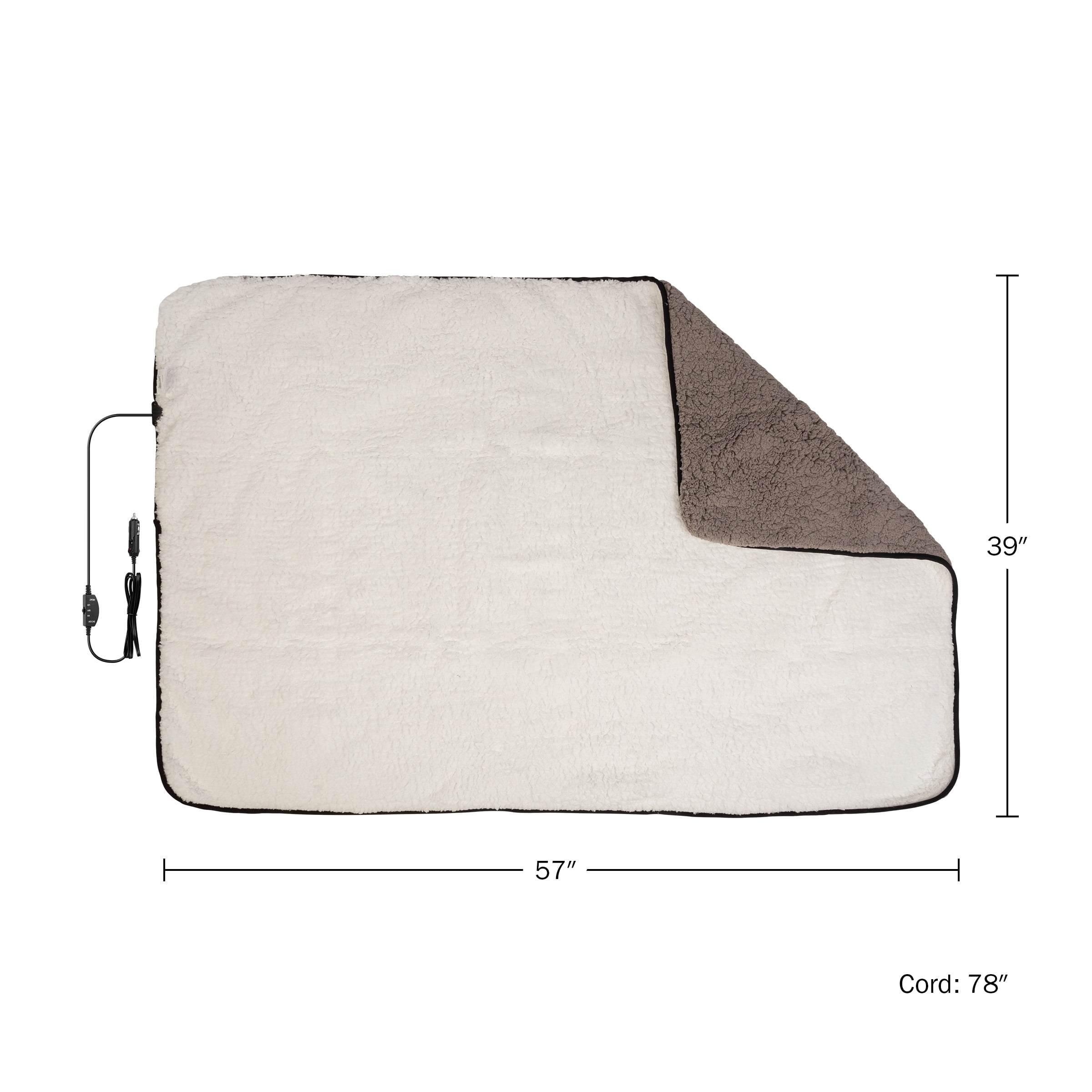 Stalwart Heated Blanket 2-Pack - 12V Car Blankets for Travel, Gray