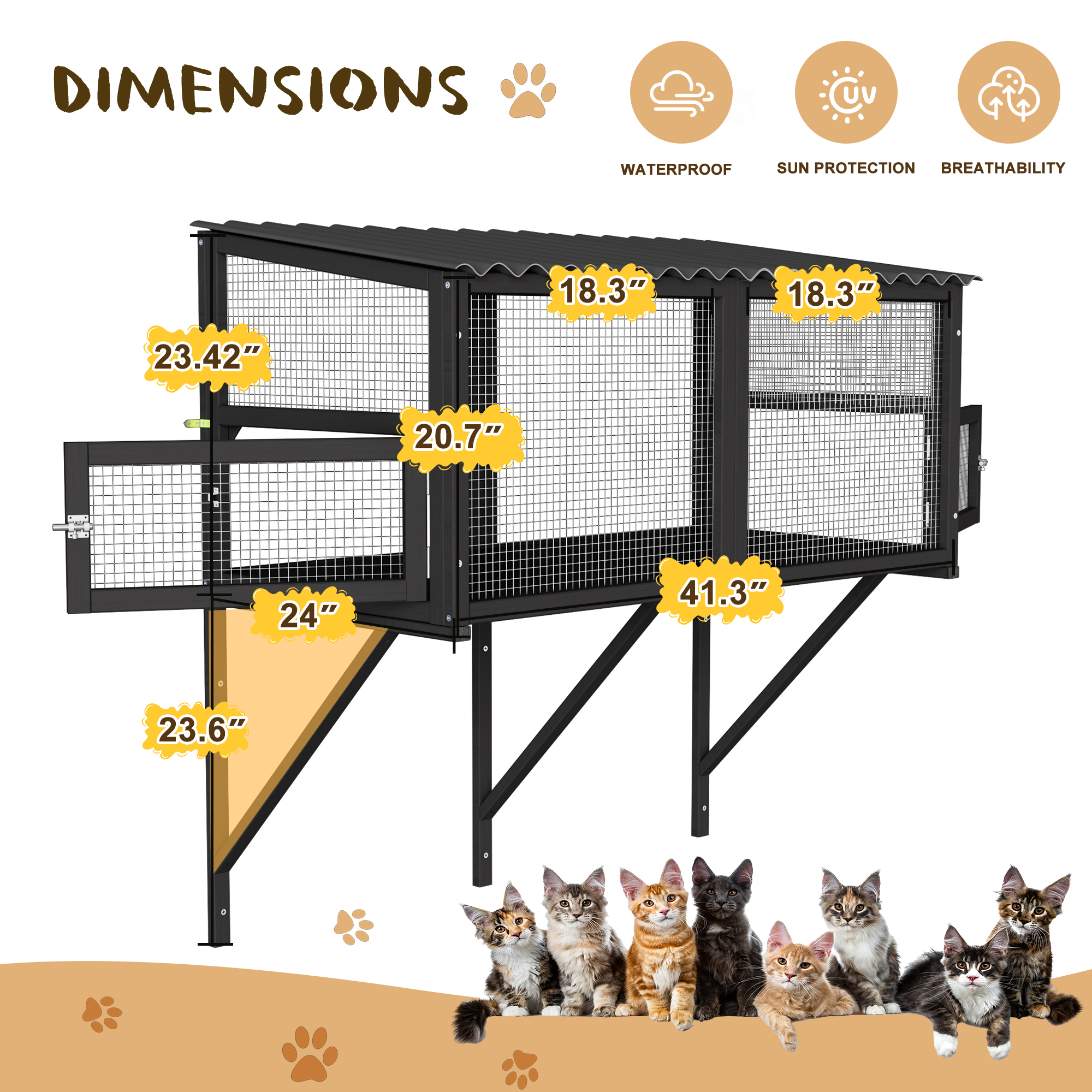 Magic Union Cat Catio, Cat Window Perch for Large Indoor Cats - Expandable Wooden Cat Window Box Enclosure for Multi Cats, Waterproof Cat Window Hammock for Safely Enjoying the Outdoor Sights