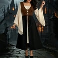 thumbnail image 2 of Women's Renaissance Dress Bell Sleeve Medieval Costume Lace Up Peasant Bodice Layered Maxi Skirt for Fair Tavern Halloween Cosplay Irish Overdress Vintage Gown, 2 of 7