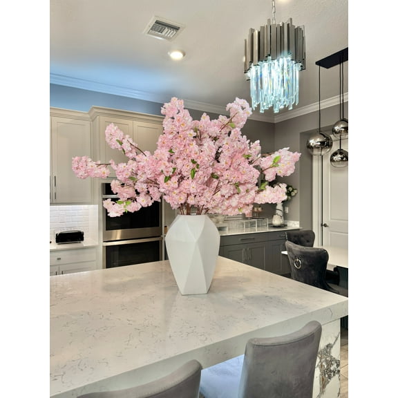 Aria Pink Silk Cherry Blossom Branches Set of 3, 42" Artificial Flower Stems