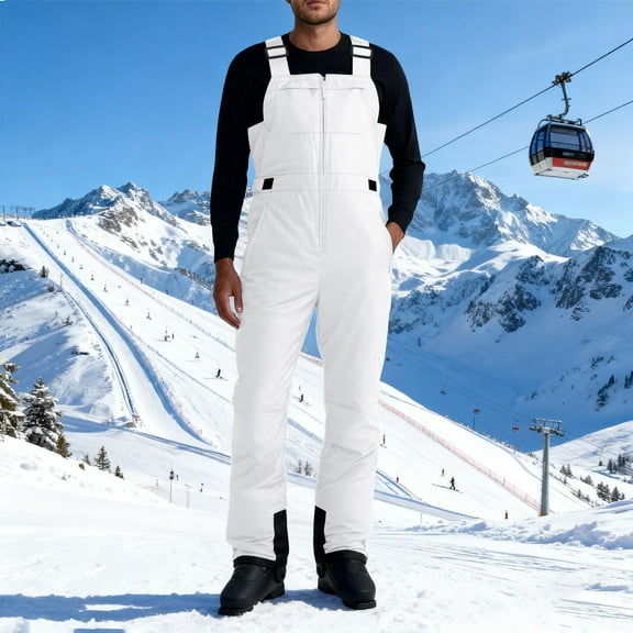 Yteetum Overalls for Men Insulated Snow Bibs Overalls Oversized Waterproof Windproof Baggy Ski Pant Snowboard Overall Mens Solid Suspender Snowboard Pant Quickly Dry Straight Leg One Piece Ski Suits
