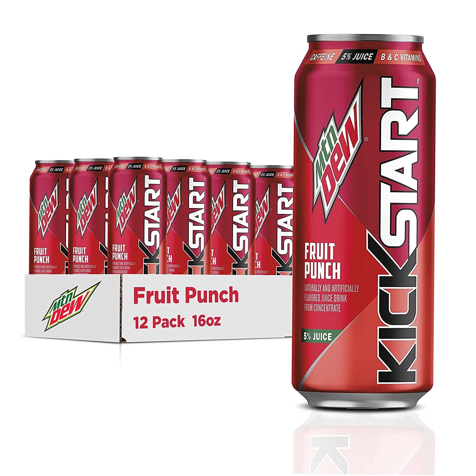 Soft Drinks Mountain Dew Kickstart, Fruit Punch, 16 Fl Oz 12, 16 Fl Oz
