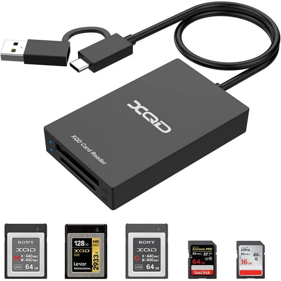 XQD Lecteur de Carte SD, USB 3.0 USB-C à Micro SD Adaptateur de Lecteur de Carte Mémoire Compatible Sony G/M Série, Lexar 2933x/1400x Cartes XQD de Marque USB pour Windows XP/Mac OS/Linux