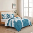 thumbnail image 5 of Quilts Twin Size Bedding Set, Tropical Palm Tree Lightweight Quilted Comforter, Turquoise Summer Coastal Coconut Leaves Soft Reversible Bedspread Coverlet with Pillow Covers for All Season, 68" x 86", 5 of 9