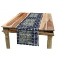 thumbnail image 1 of Ethnic Table Runner, Moroccan Ceramic Art Style Flower Bouquets Mosaic Ottoman Turkish Azulejo Design, Dining Room Kitchen Rectangular Runner, 16" X 90", Navy Aqua, by Ambesonne, 1 of 1