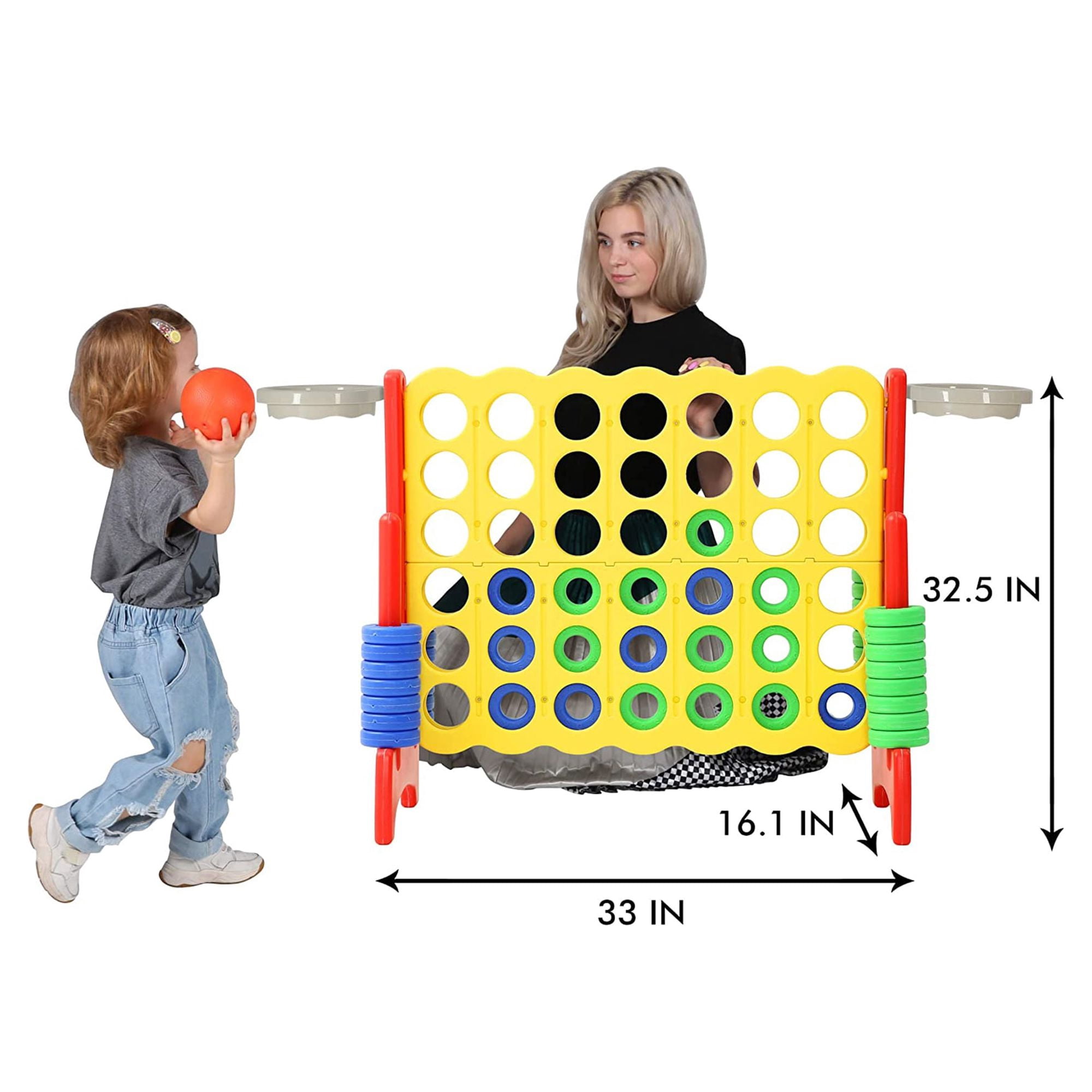 SDADI Giant 33 Inch 4-In-A-Row Game and Basketball Activity Floor Game
