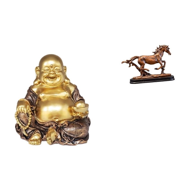 Escultura de Buda Maitreya, estatuilla, obra de arte coleccionable, adorno de arte, estatua de Buda sonriente, estatua de caballo, Feng Shui chino, me