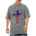 thumbnail image 2 of Tops for Men under $5 Independence Day Short Sleeved Printed Casual T-shirt Gray S, 2 of 5