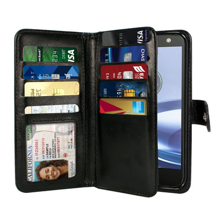 NEXTKIN Multi Card Slots Double Flap Wallet Pouch Case for Motorola Moto Z Force Droid Edition, (Best Case For Moto Z Force Droid)