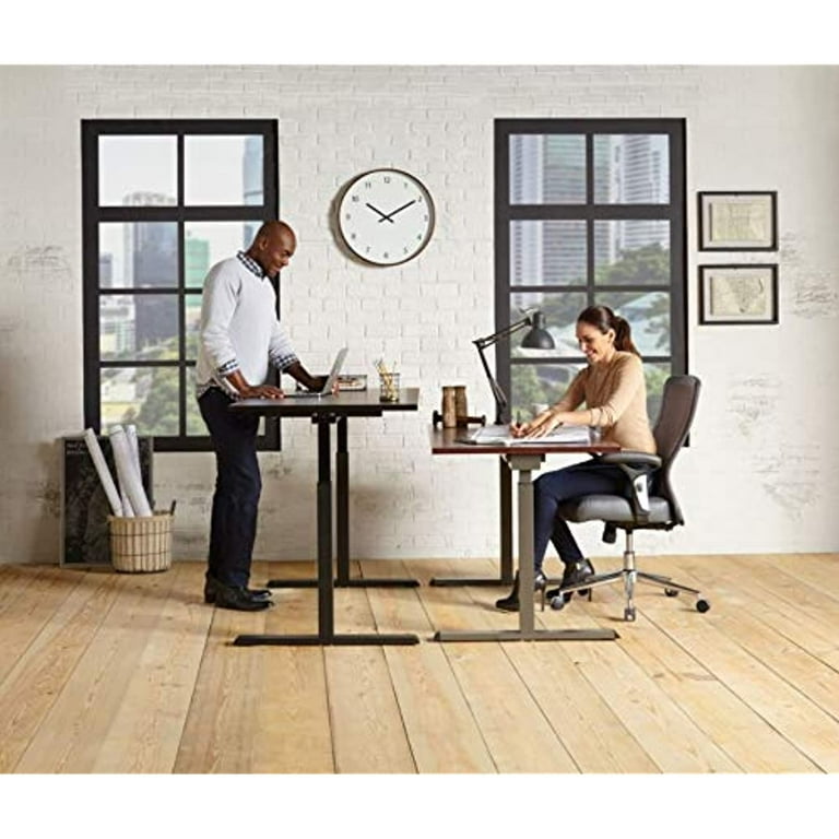 Realspace Modern Comfort Series Cassia Mesh And Bonded Leather Mid Back Chair Gray Chrome