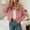 Pink, variant on Cropped Jacket for Women 2025 Long Sleeve Baseball Collar Button Down Casual Jackets with Pockets Outerwear