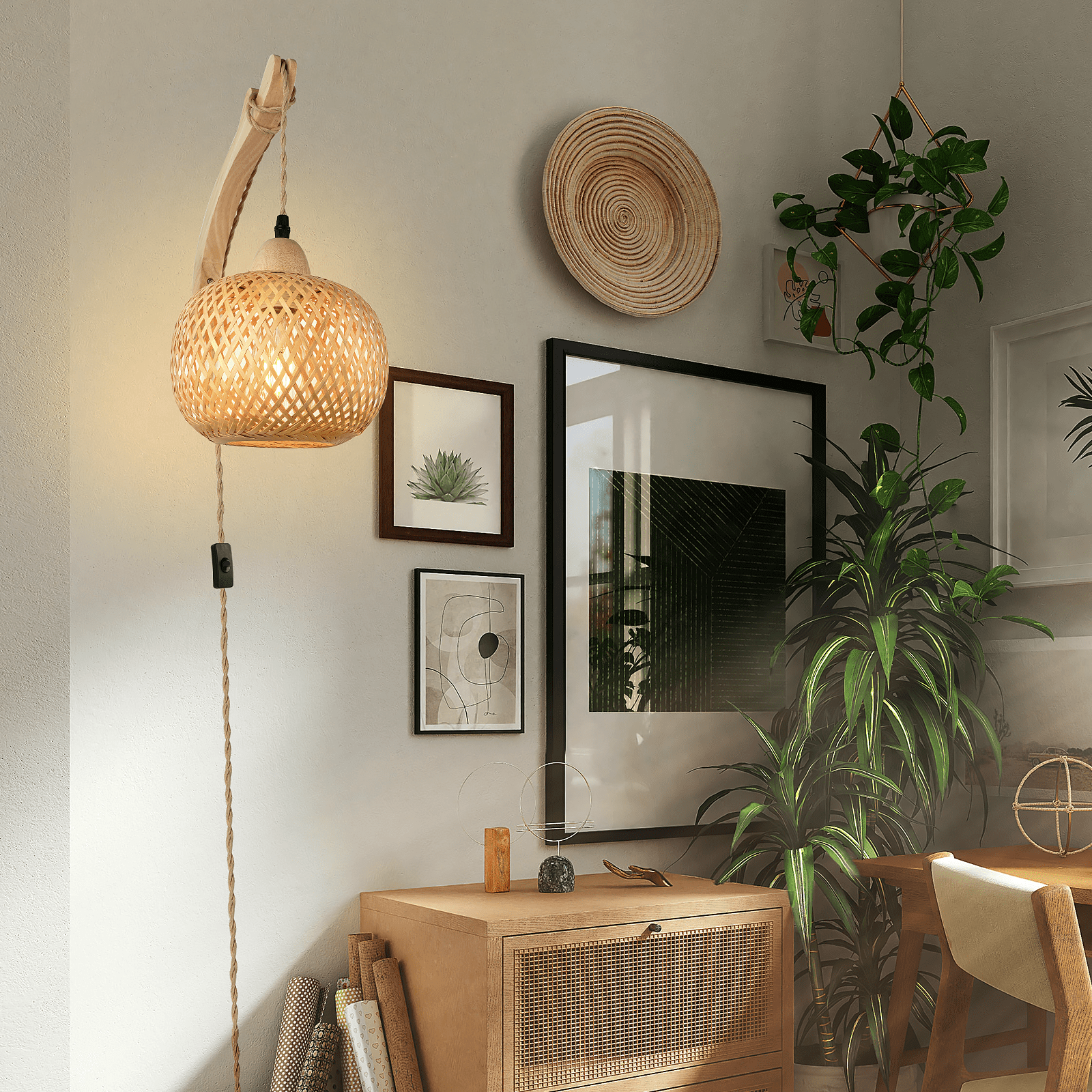 Wall Light Farmhouse Rustic Wall Lamp Boho Sconces Plug in Wall