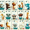 thumbnail image 3 of Ambesonne Animal World Duvet Cover Set, Funny Monkey Elephant, King, Teal Burnt Orange Ivory, 3 of 6