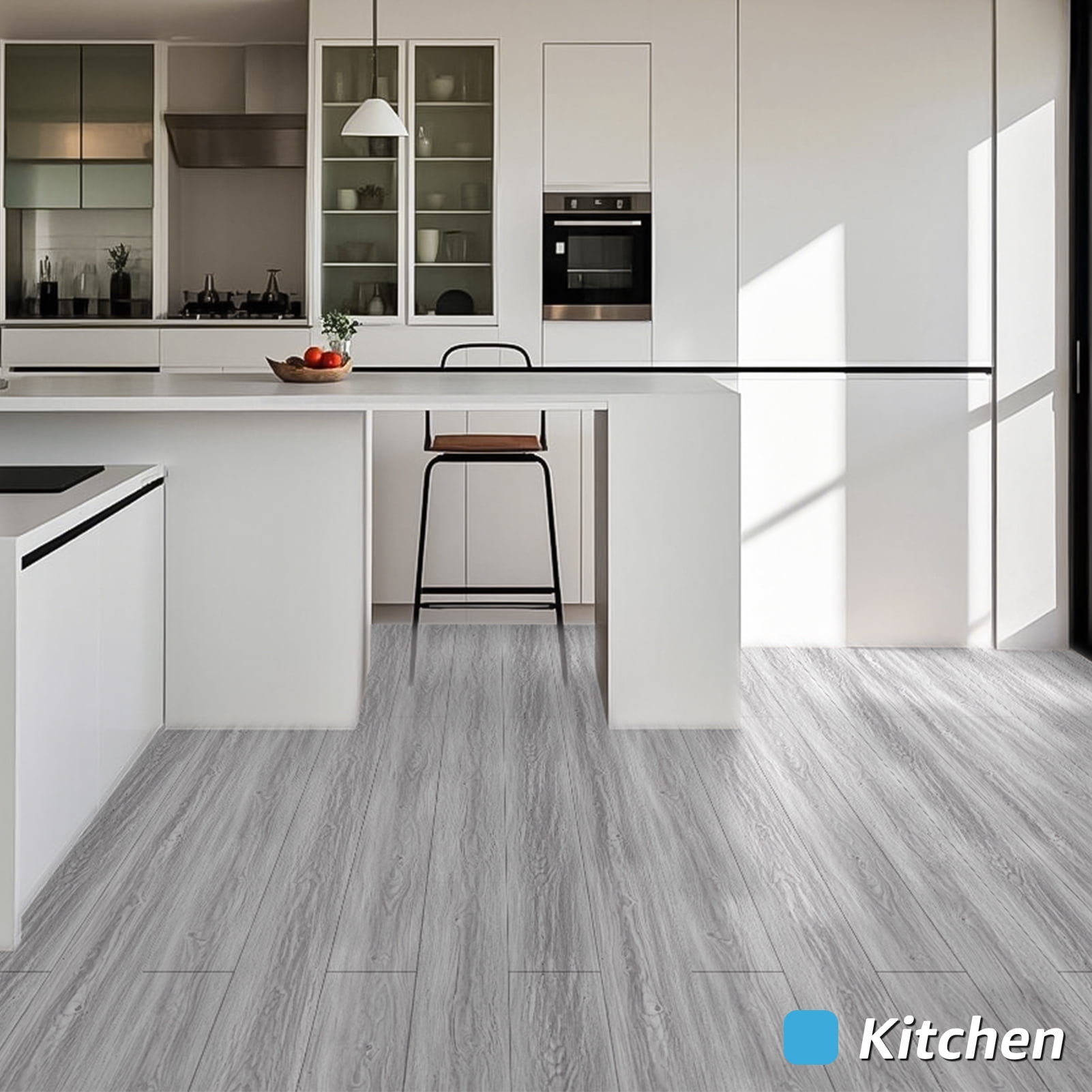 Art3dwallpanel 10Pcs 36''x6'' Peel and Stick Floor Tiles, Luxury Vinyl Plank Flooring Wood Look, Floor Tile Sticker for Bedroom, Living Room, Kitchen, 15 Sq.ft,White/Grey