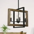 thumbnail image 2 of LNC 4-Light Black and Brown Wood Linear LED Farmhouse Chandelier, 2 of 15