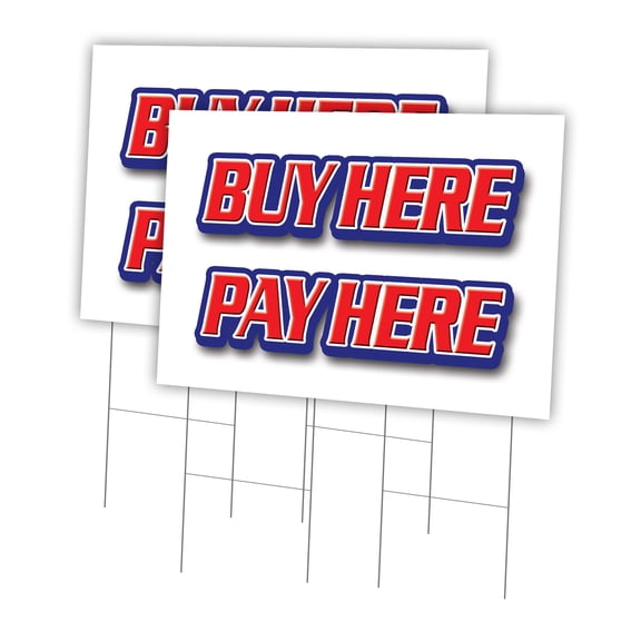 Buy Here Pay Here 2 Pack Of 24" x 36" Yard Sign & Stake | Advertise Your Business | Stake Included Image On Front Only | Made in The USA