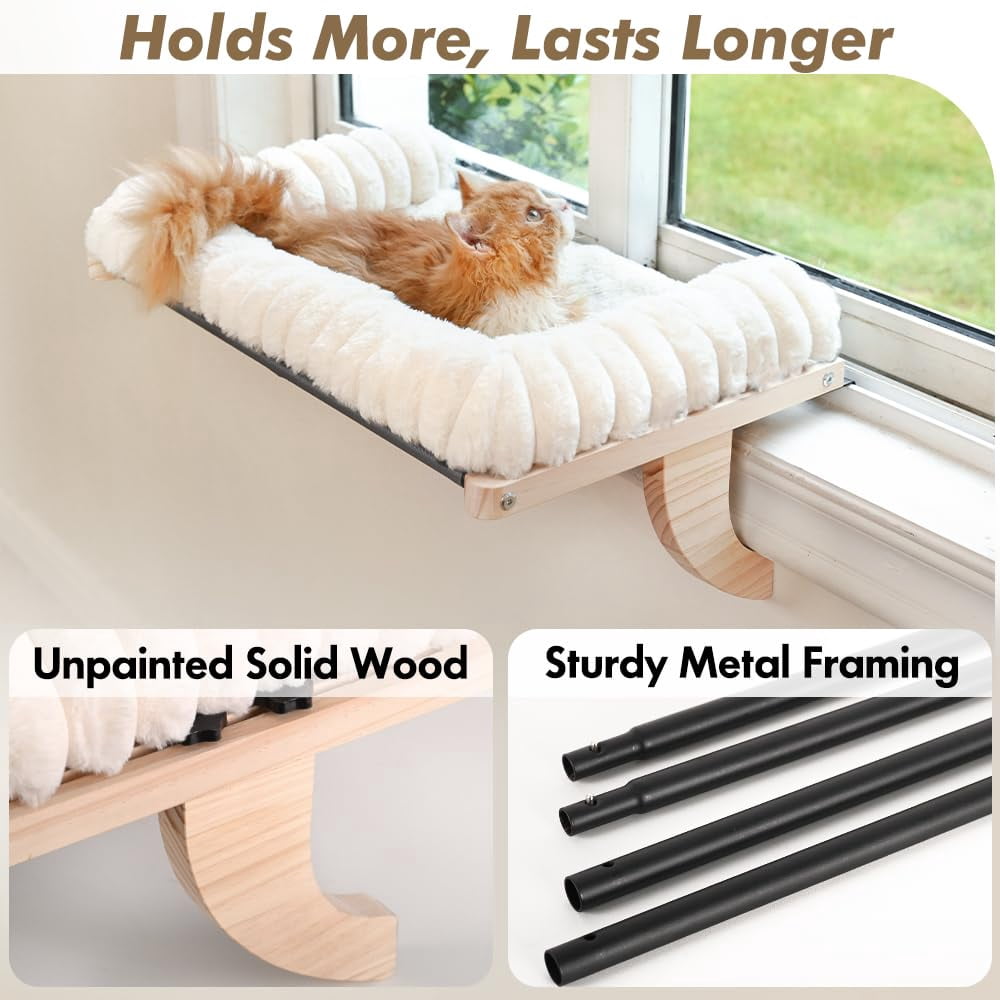 Cat Window Sill Perch White Medium(21.7''x15'')