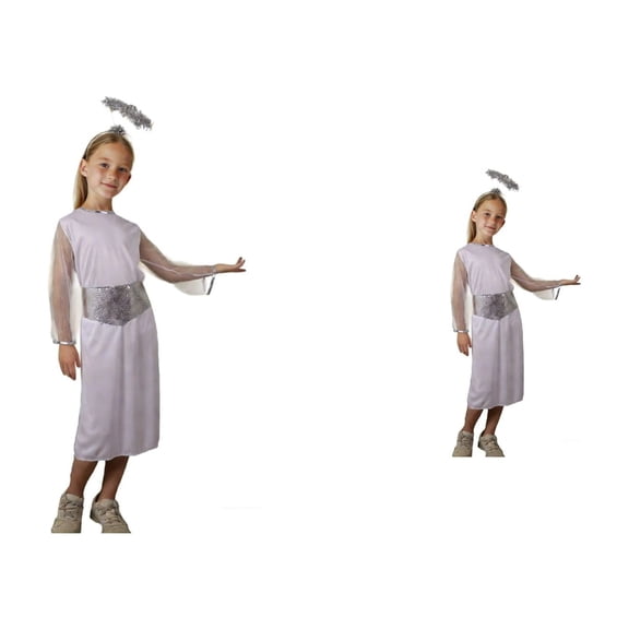 Girls Angel Dress, White Fairy Tale Tutu for Halloween & Parties